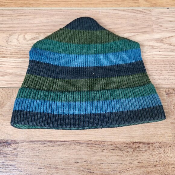 Handmade Moriarty Hat Striped Wool Ski Hat In Green & Blue For Adults - Picture 1 of 4